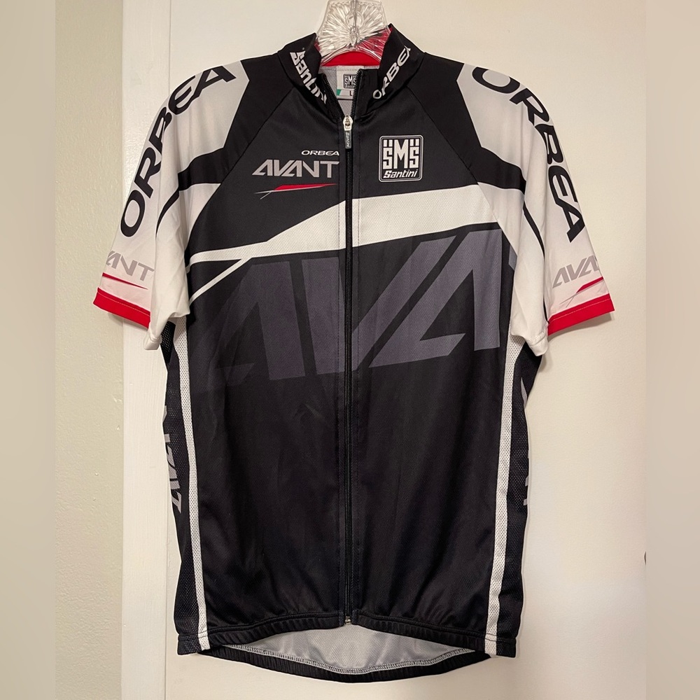 NEW MEN’S SANTINI OBREA AVANT CYCLING RACING ZIP FRONT TOP IN BLACK SIZE LARGE